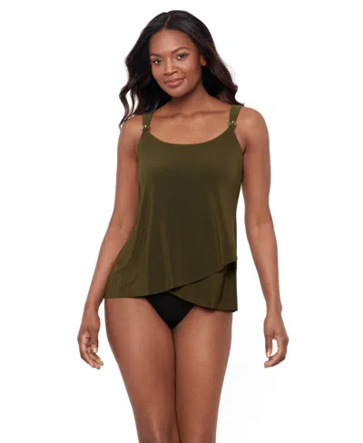 Miraclesuit Dd Cup Razzle Dazzle Underwire Asymmetrical Tankini Top In Blue