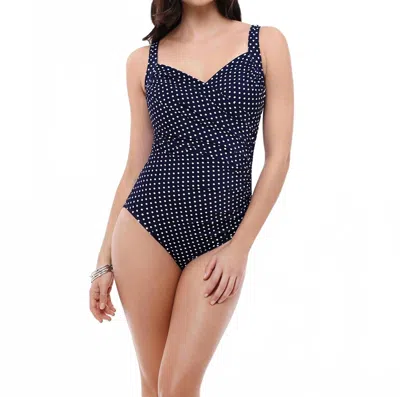 Miraclesuit Dippin' Dots Dd Cup Sanibel Underwire Surplice One Piece In Navy