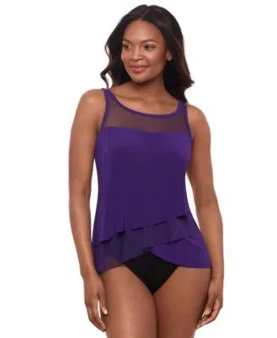 Miraclesuit Draped Tankini Top High Waist Bottoms In Mulberry