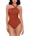 Miraclesuit Rock Solid Europa Asymmetric Underwire One Piece Swimsuit In Multi
