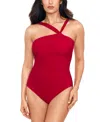 Miraclesuit Europa Asymmetric Halter One-piece Swimsuit In Grenadine