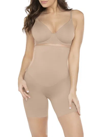 Miraclesuit Flexible Fit High-waist Thigh Slimmer In Stucco In Brown