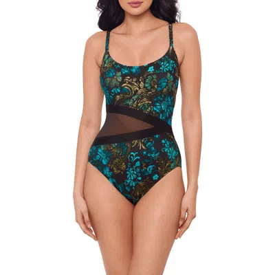 Miraclesuit ® Flor De Mare Metallic Floral Mesh Inset One-piece Swimsuit