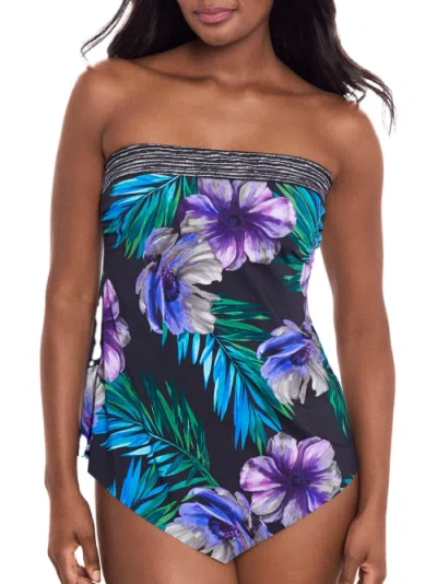 Miraclesuit Flora Aura Hankini Tankini Top In Black Multi