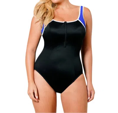 Miraclesuit Great Scott One Piece Swimsuit - Plus In Blue Colorblock In Black