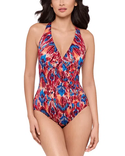 Miraclesuit Ikat Dorado Wrapsody One Piece Swimsuit In Red