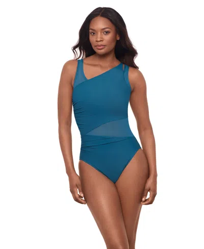 Miraclesuit Illusionist Azura Allover-slimming One-piece Swimsuit In Blue