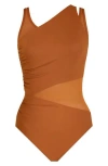 Miraclesuit Illusionists Azura Underwire One-piece Swimsuit In Scotch Brown