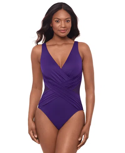 Miraclesuit Illusionist Crossover Allover Slimming One-piece Swimsuit In Mulberry