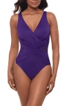 Miraclesuit Illusionist Crossover Allover Slimming One-piece Swimsuit In Mulberry