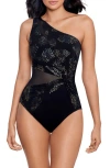 Miraclesuit Iridium Mynx One Shoulder One Piece Swimsuit In Blk/ Multi