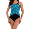 Miraclesuit Night Lights High Neck Underwire One Piece In Blue Multi In Blue