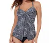 Miraclesuit Lush Lanai Love Knot Underwire Tankini Top In Black And White In Multi