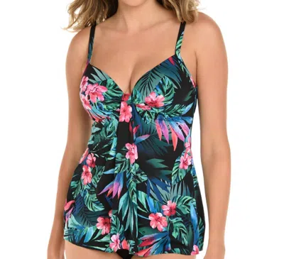 Miraclesuit Marina Underwire Tankini Top In Black In Green