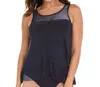 Miraclesuit Mirage Mesh Inset Underwire Tankini Top In Midnight Blue In Blue