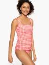 Miraclesuit Misses - Â® Cabana Tankini - Picnic Plaid - Coral Peach - 16 Talbots In Coral Peach