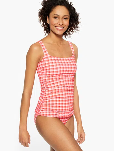 Miraclesuit Misses - Â® Cabana Tankini - Picnic Plaid - Coral Peach - 16 Talbots