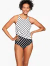 Miraclesuit Misses - Â® Opp Switch One Piece - Rocksport Stripe - Black - 16 Talbots In Black