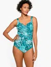 Miraclesuit Misses - Â® Sanibel One Piece - Flower Patch - Deep Teal - 16 Talbots In Deep Teal