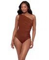 Miraclesuit Network Jena One-shoulder Allover-slimming One-piece Swimsuit In Brown