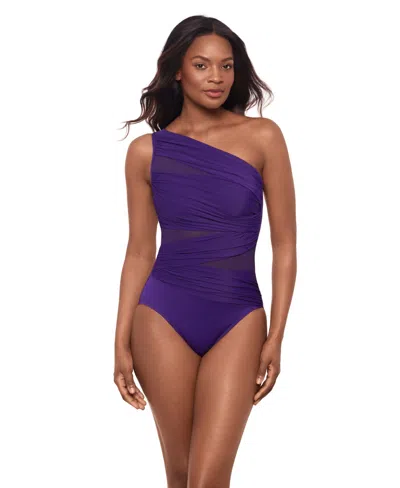 Miraclesuit Network Jena One-shoulder Allover-slimming One-piece Swimsuit In Purple