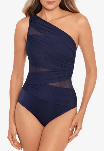 Miraclesuit Network Jena One-shoulder Swimsuit In Midnight Blue