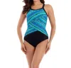 Miraclesuit Night Lights High Neck Underwire One Piece In Blue Multi In Blue