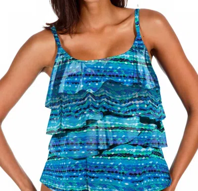 Miraclesuit Night Lights Tiering Up Tankini Top In Blue