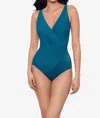 Miraclesuit Dd Cup Must Haves Oceanus Draped Allover-slimming One-piece Swimsuit In Blue