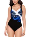 Miraclesuit Plus Size Ombra Fiore Sanibel Underwire One-piece Swimsuit In Blue