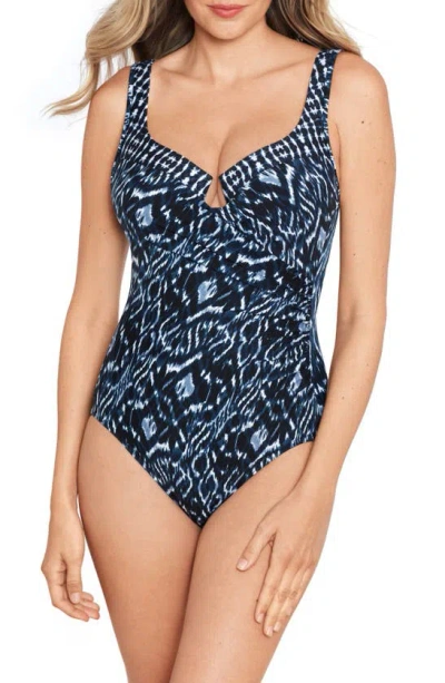 Miraclesuit Palatium Colorblock Escape One-piece Swimsuit In Blue Multi