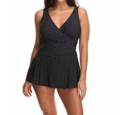 Miraclesuit Pin Point Aurora Underwire Swimdress - Plus In Black/white In Multi