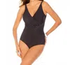 Miraclesuit Pin Point Dd Cup Oceanus Underwire Surplice One Piece In Black/white