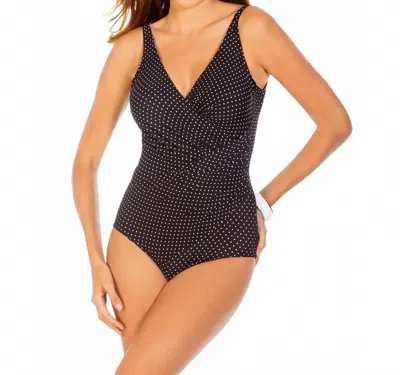 Miraclesuit Pin Point Dd Cup Oceanus Underwire Surplice One Piece In Black/white