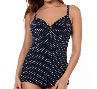 Miraclesuit Pin Point Love Knot Underwire Tankini Top In Navy In Blue