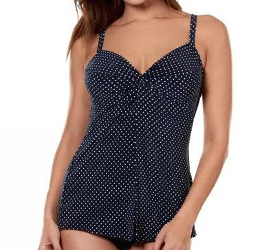 Miraclesuit Pin Point Love Knot Underwire Tankini Top In Navy In Blue