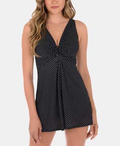 Miraclesuit Pin-point Marais Allover Slimming Swimdress In Black,white