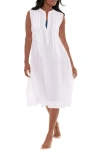 Miraclesuit ® Pleated Sleeveless Beach Cover-up Midi Dress In White