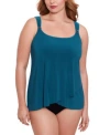 Miraclesuit Plus Size Razzle Dazzle Asymmetrical-drape Tankini Top In Nova
