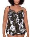 Miraclesuit Plus Size Elle Dorado Love Knot Underwired Tankini Top In Black Multi