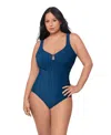 Miraclesuit Plus Size Escape Underwire Allover-slimming Wrap One-piece Swimsuit In Blue