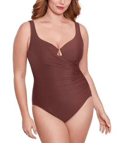 Miraclesuit Plus Size Escape Underwire Allover-slimming Wrap One-piece Swimsuit In Tamarind