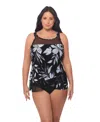 Miraclesuit Plus Size Fiore Di Luna Mirage Underwire Tankini Top In Black