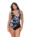 Miraclesuit Plus Size Fiore Di Luna Oceanus Tummy Control One-piece Swimsuit In Multi