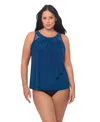 Miraclesuit Plus Size Illusionists Ursula Underwire Tankini Top In Blue
