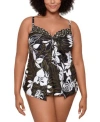 Miraclesuit Plus Size Elle Dorado Love Knot Underwired Tankini Top In Black
