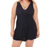 Miraclesuit Plus Size Pin Point Marais Knot Front Swimdress In Black In Black