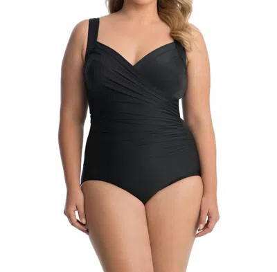 Miraclesuit Dd-cup Sanibel Surplice Underwire One Piece Swimsuit In Black