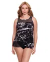 MIRACLESUIT PLUS SIZE TEMPEST MIRAGE UNDERWIRE DRAPE-FRONT TANKINI TOP