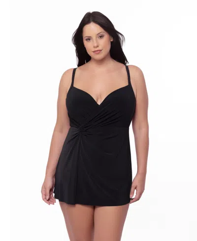 Miraclesuit Plus Size Twisted Underwire Swim Cover-up Dress In Multi